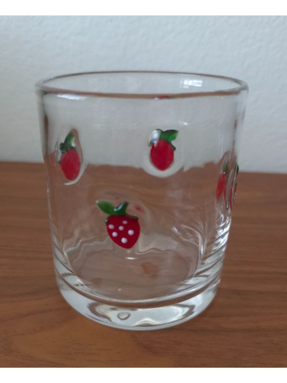 Strawberry Icon Double Old Fashioned 16oz Clear Glass - Fruit Design Inlay